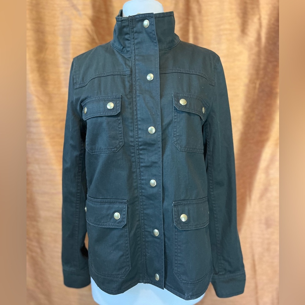 NWT J. Crew Forest Green Utility Jacket with Stand-Up Collar 4 pockets medium M